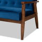 Baxton Studio Sorrento Mid-century Modern Navy Blue Velvet Fabric Upholstered Walnut Finished 3-Piece Wooden Living Room Set | Sofas | Modishstore - 4
