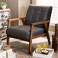 Baxton Studio Asta Mid-Century Modern Grey Velvet Fabric Upholstered Walnut Finished Wood Armchair | Modishstore | Armchairs