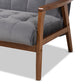 Baxton Studio Asta Mid-Century Modern Grey Velvet Fabric Upholstered Walnut Finished Wood 3-Piece Living Room Set | Sofas | Modishstore - 5