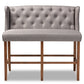 baxton studio alira modern and contemporary grey fabric upholstered walnut finished wood button tufted bar stool bench | Modish Furniture Store-3