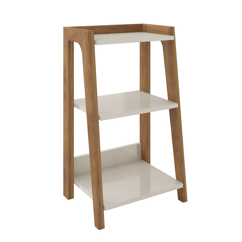 Manhattan Comfort Gowanus Modern Ladder Side Table with 3 Shelves in Off White | Side Tables | Modishstore