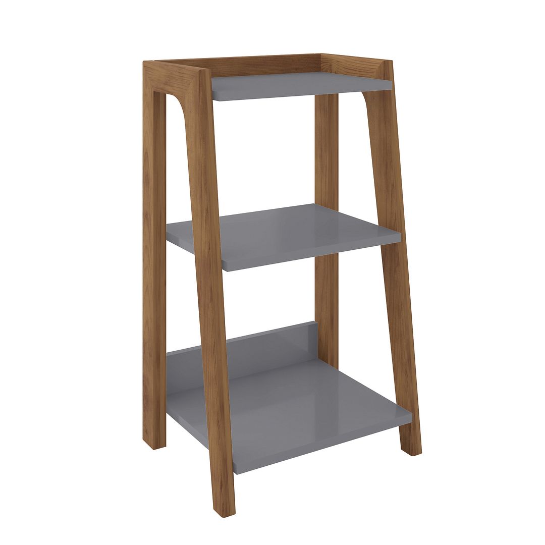 Manhattan Comfort Gowanus Modern Ladder Side Table with 3 Shelves in Grey | Side Tables | Modishstore