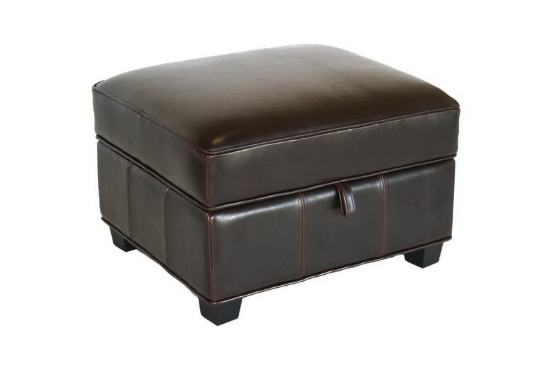 Baxton Studio Agustus Brown Leather Storage Ottoman | Modishstore | Ottomans