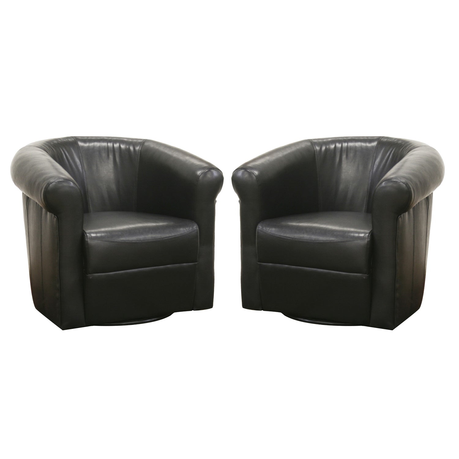 Baxton Studio Julian Black Brown Faux Leather Club Chair with 360 Degree Swivel | Modishstore | Accent Chairs