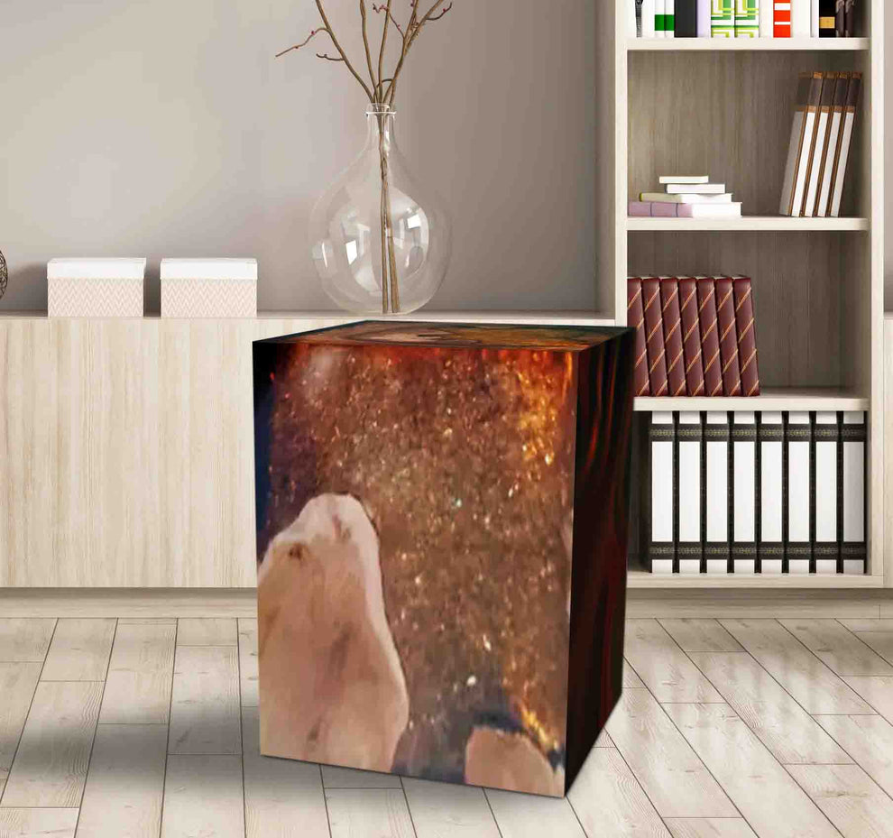 Teak Root & Cracked Resin Stool- Ochre/Brown | Stools | Modishstore - 5