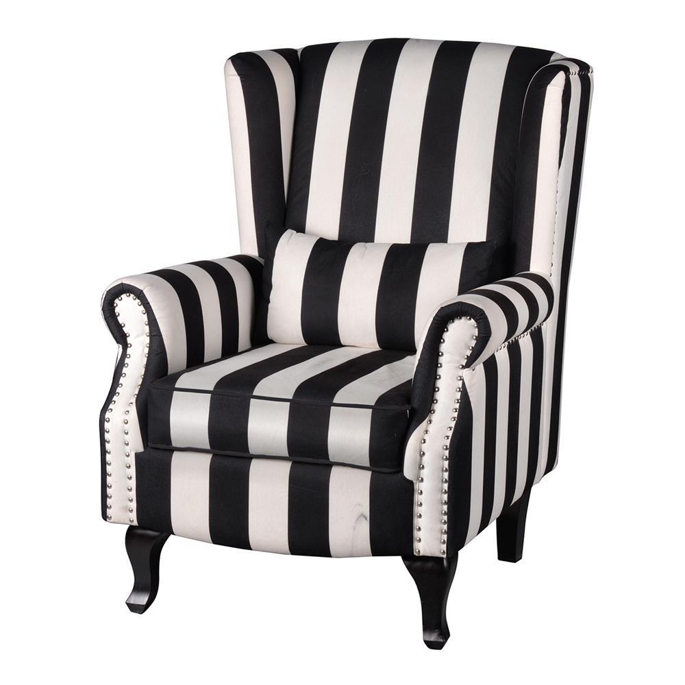 A&B Home Black and White Stripe Oversized Arm Chair-4 - 2