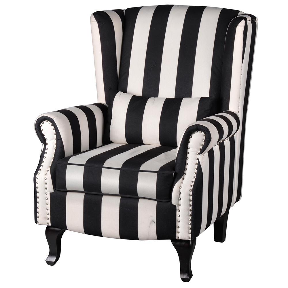 A&B Home Black and White Stripe Oversized Arm Chair-6 - 4