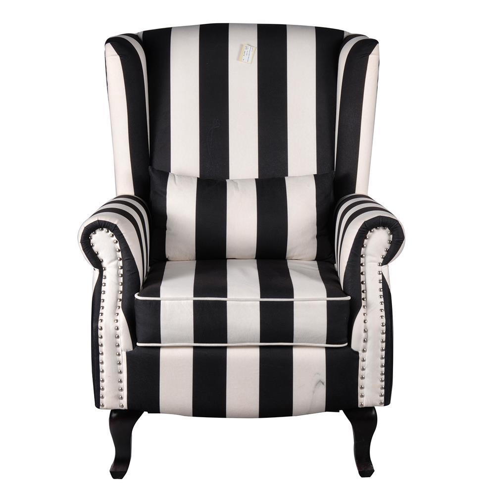 A&B Home Black and White Stripe Oversized Arm Chair - 5