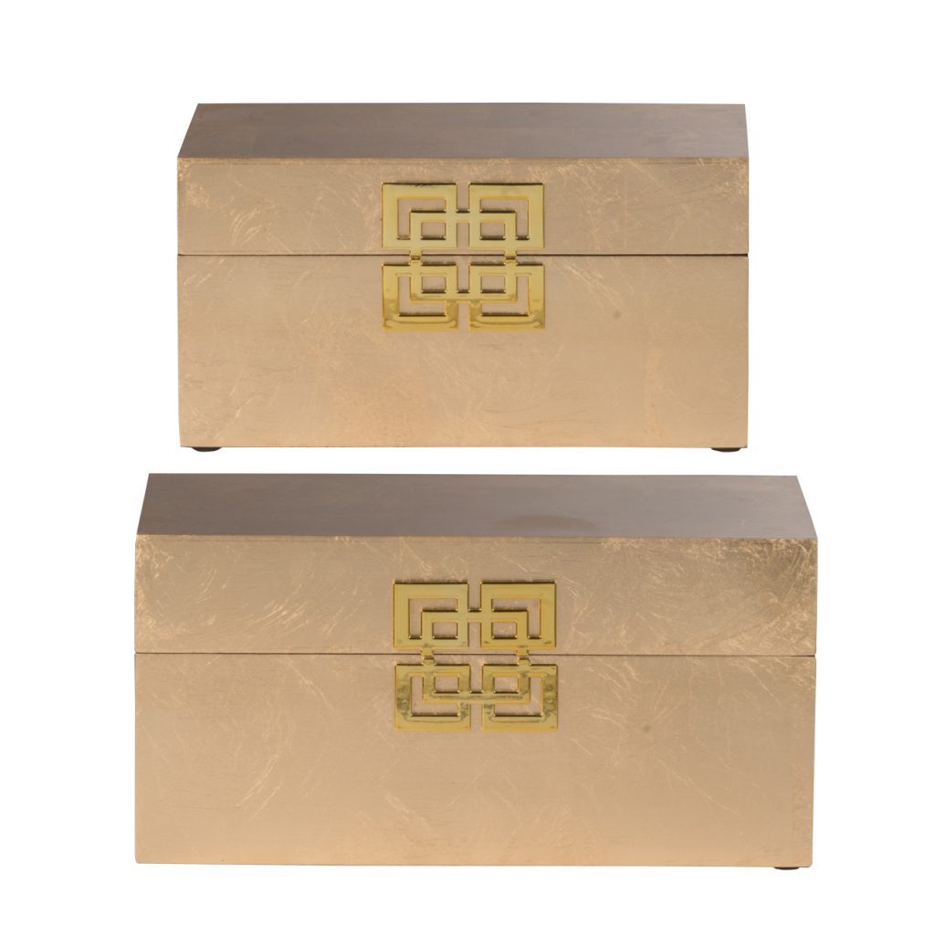 A&B Home Two Blue/Gold Decorative Boxes | Modishstore | 44574-BLUE-DS -6 - 7