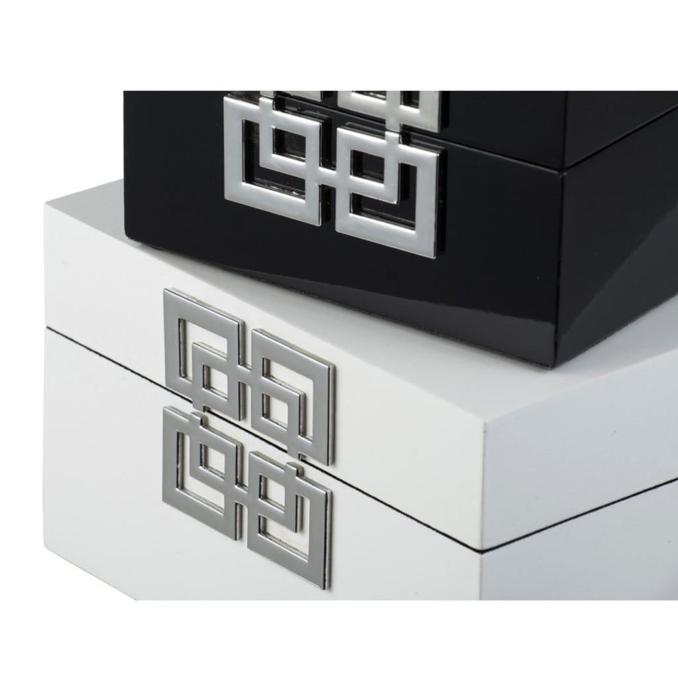 A&B Home White and Black Decorative Boxes Set of 2 | Decorative Boxes | 44583-DS | Modishstore - 5 - 5