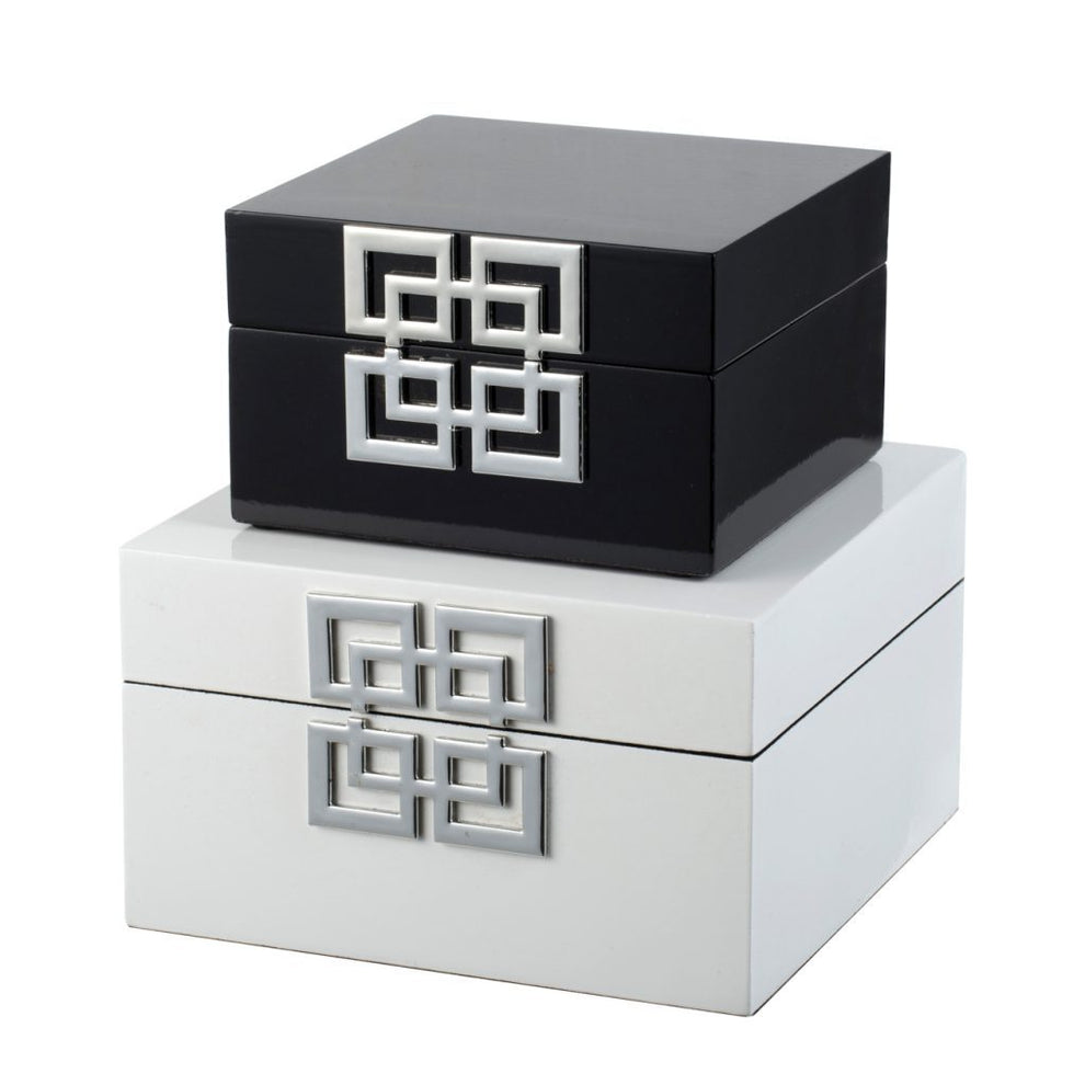 A&B Home White and Black Decorative Boxes Set of 2 | Decorative Boxes | 44583-DS | Modishstore - 4 - 4