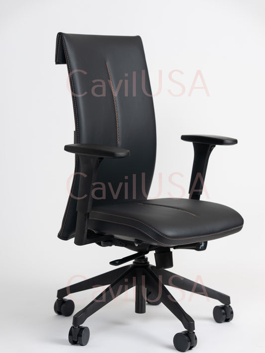 Leef Chair Black Leather By CavilUSA | Office Chairs |  Modishstore 