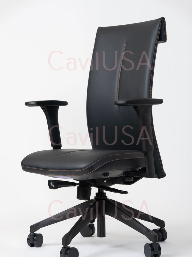Leef Chair Black Leather By CavilUSA | Office Chairs |  Modishstore  - 3