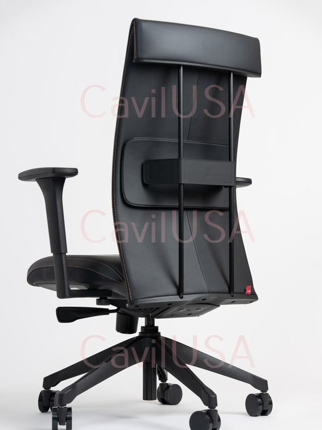 Leef Chair Black Leather By CavilUSA | Office Chairs |  Modishstore  - 2