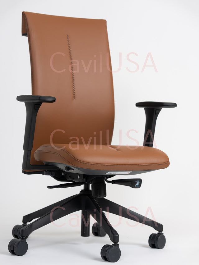 Leef Chair Cognac Leather By CavilUSA | Office Chairs |  Modishstore 