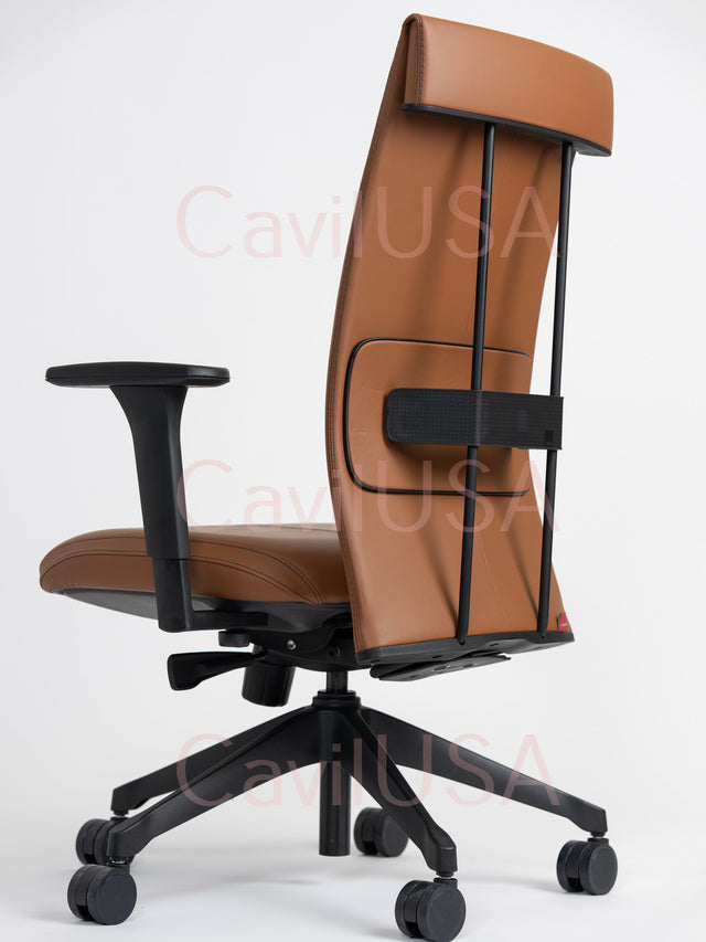 Leef Chair Cognac Leather By CavilUSA | Office Chairs |  Modishstore  - 2