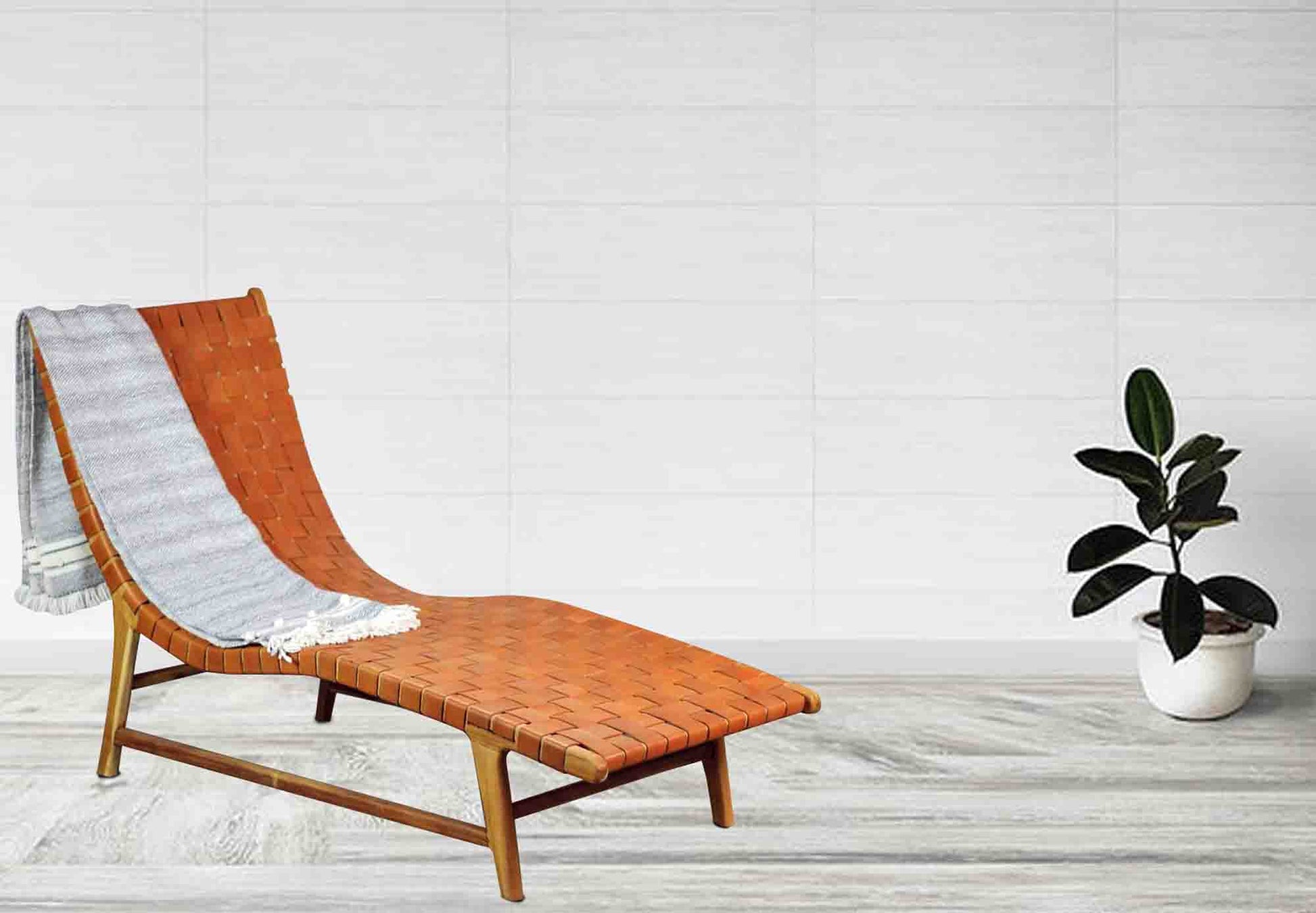 Lyon Leather Weave Chaise Lounger AL502-2