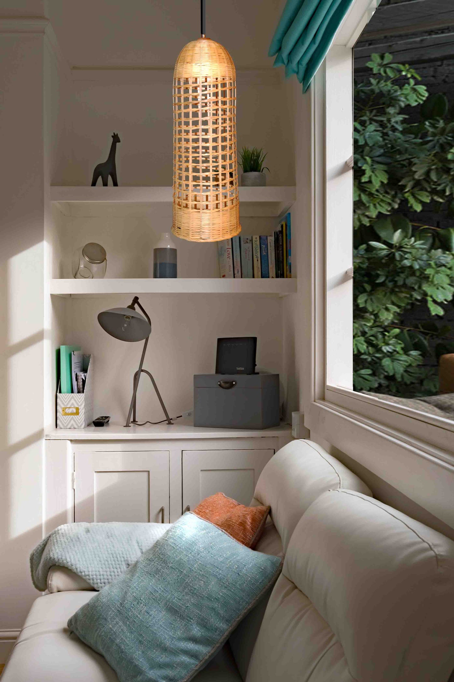 Bamboo Hand-Woven Cylinder Pendant Light By Artisan Living -Only Small Size Available-5