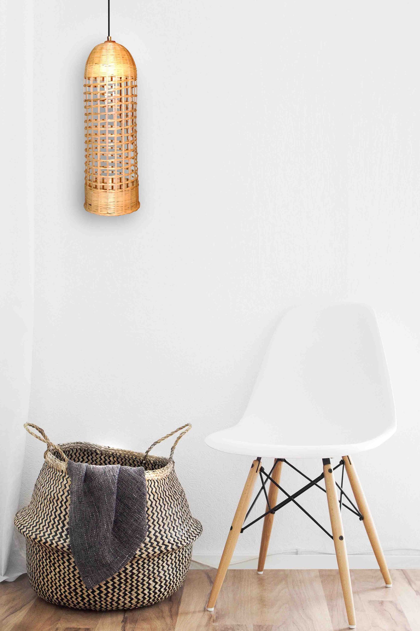 Bamboo Hand-Woven Cylinder Pendant Light By Artisan Living -Only Small Size Available-3