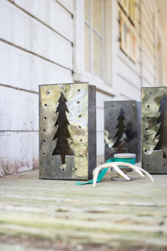 Tin Bag Christmas Tree Luminary By Kalalou | Candle Holders | Modishstore