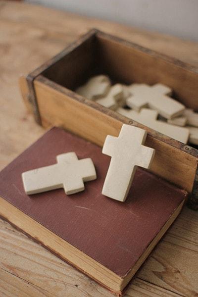Kalalou Set Of 6 Hand Carved Stone Crosses (2 set of box)-2