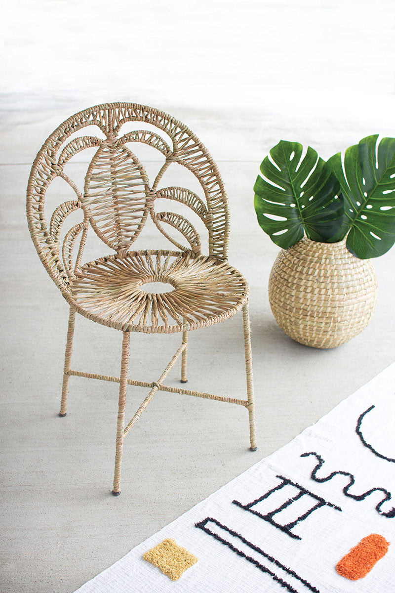Woven Seagrass And Iron Accent Chair By Kalalou | Modishstore | Accent Chairs