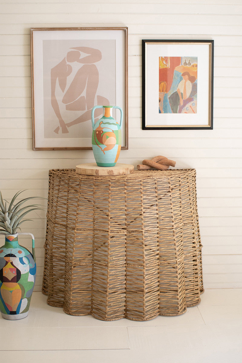 Ripple Seagrass Demi-Lune Table | Console Tables |  Modishstore 