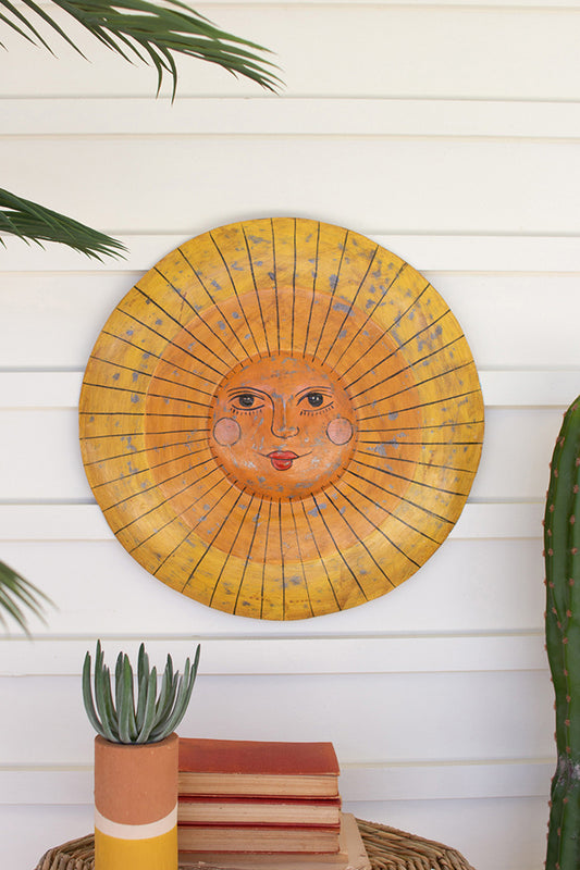 Hand-Hammered Recycled Metal Sun Face By Kalalou | Wall Decor |  Modishstore 