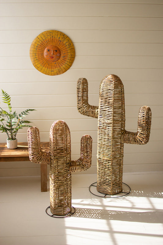 Woven Seagrass Cacti Set Of 2 By Kalalou | Sculptures |  Modishstore 