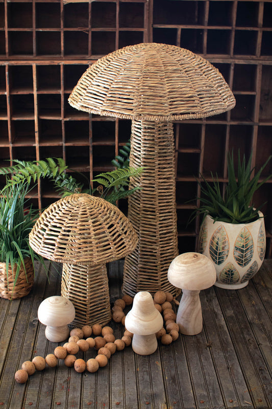 Set Of Two Woven Seagrass Mushrooms By Kalalou | Sculptures | Modishstore