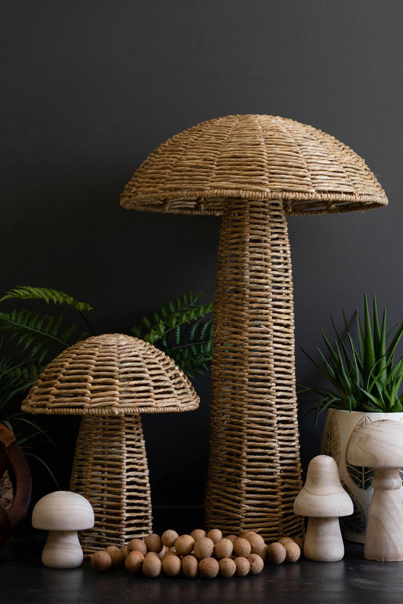 Set Of Two Woven Seagrass Mushrooms By Kalalou | Sculptures | Modishstore - 6