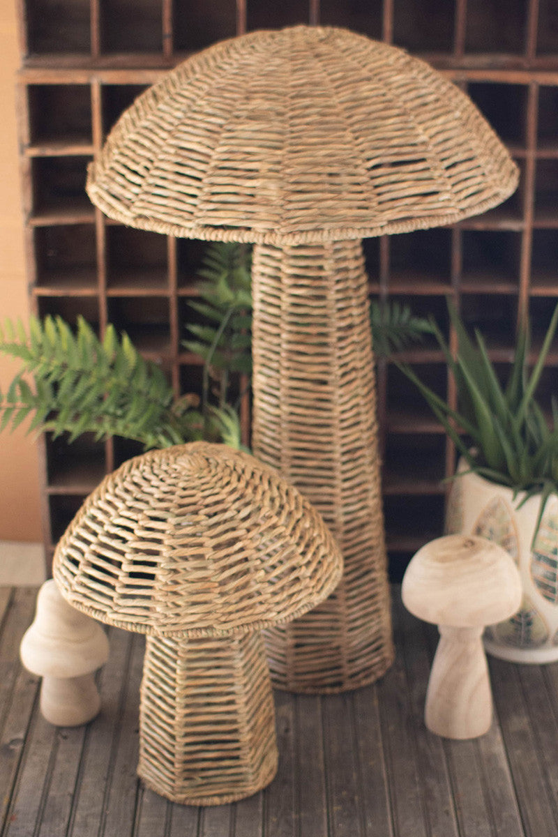 Set Of Two Woven Seagrass Mushrooms By Kalalou | Sculptures | Modishstore - 7