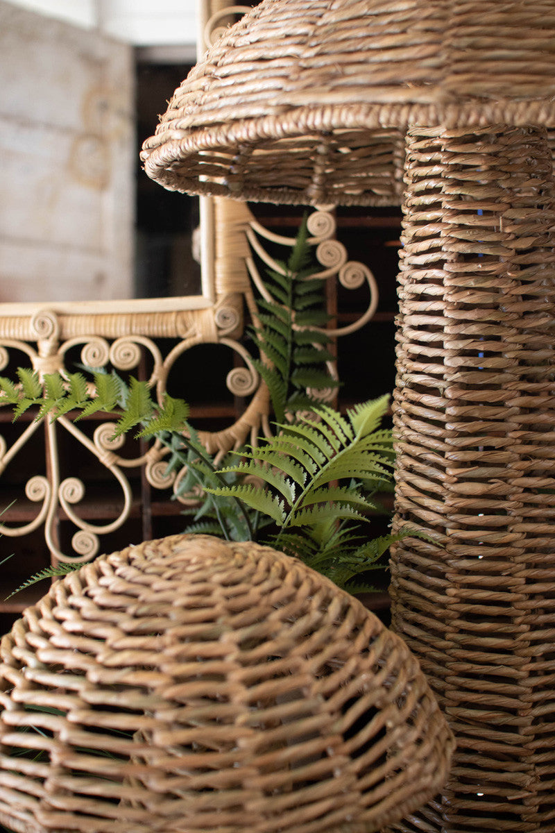 Set Of Two Woven Seagrass Mushrooms By Kalalou | Sculptures | Modishstore - 2