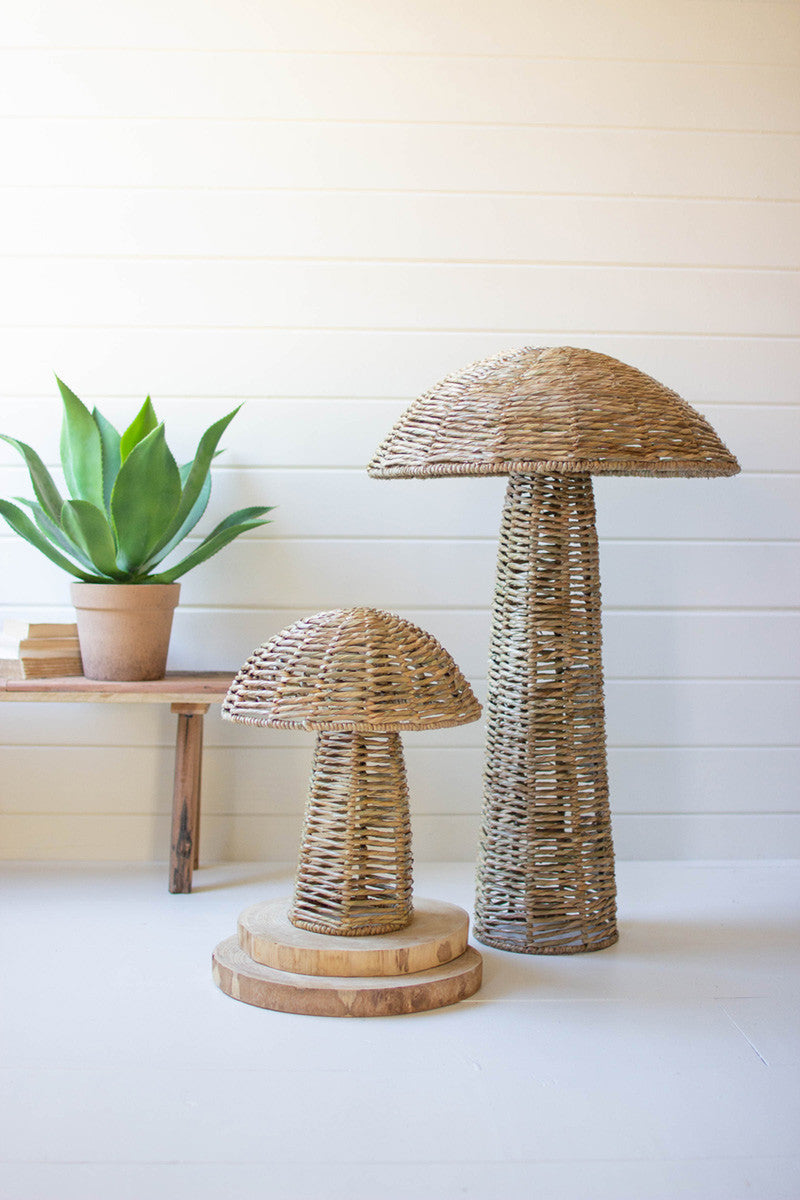 Set Of Two Woven Seagrass Mushrooms By Kalalou | Sculptures | Modishstore - 3