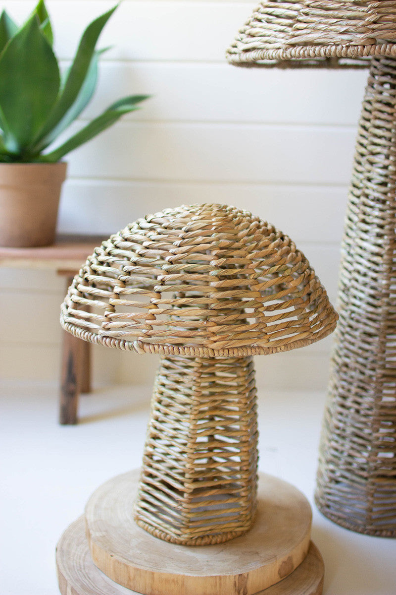 Set Of Two Woven Seagrass Mushrooms By Kalalou | Sculptures | Modishstore - 4