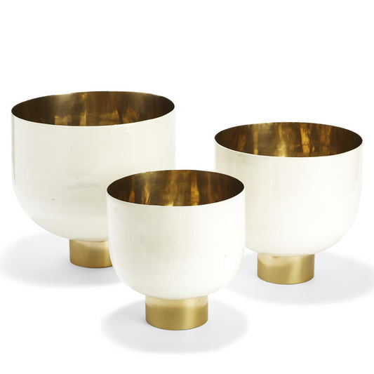 Dec. White Bowls W/Gold Base Set Of 3 By Tozai Home | Decorative Bowls | Modishstore