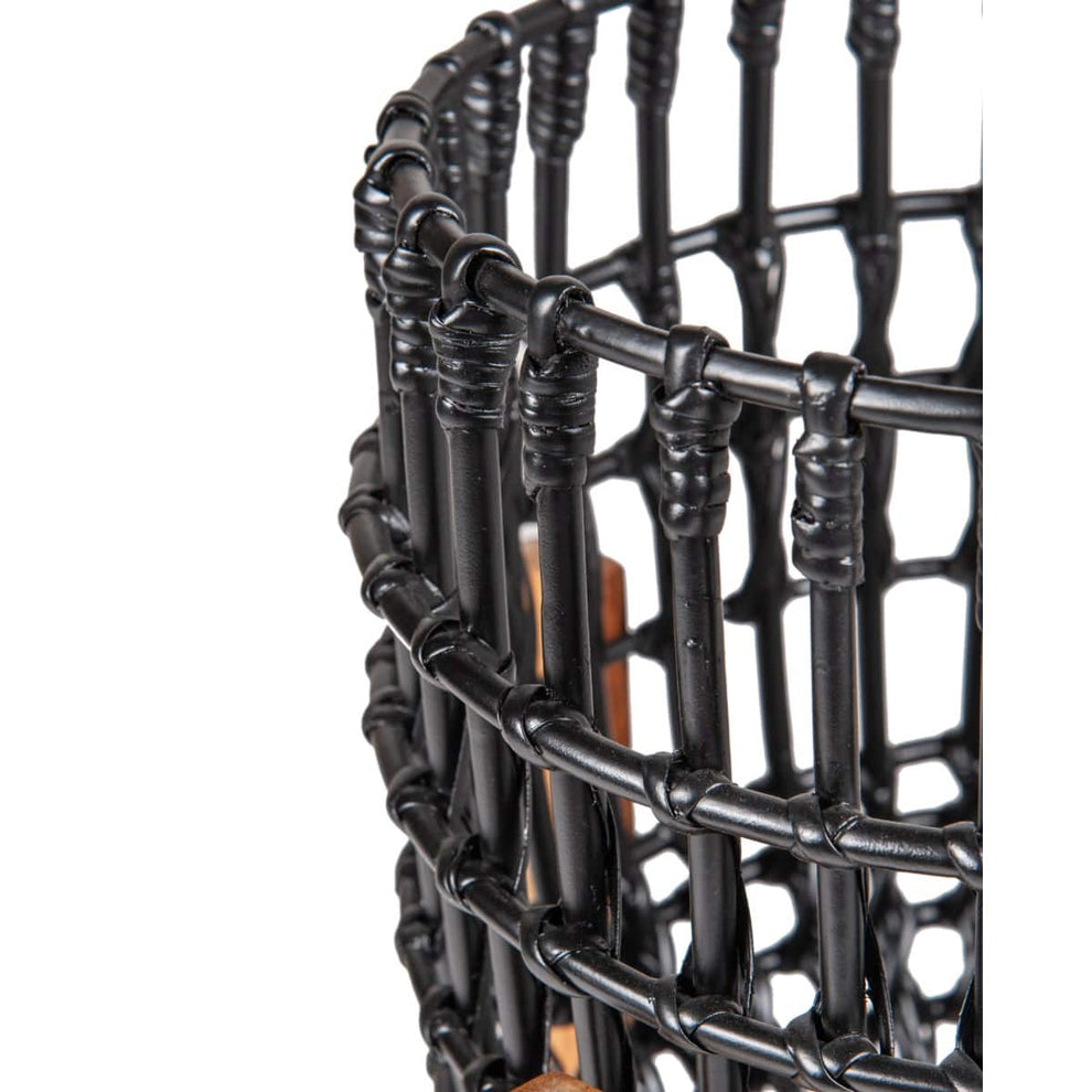 Haven Teak Iron Rattan Basket, 12" Round by Jeffan | Bins, Baskets & Buckets | Modishstore - 3