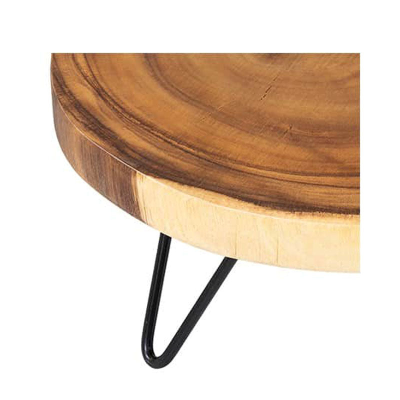 Round Wooden Teak Riser with Iron Base by Jeffan | Cake & Tiered Stands | Modishstore - 4