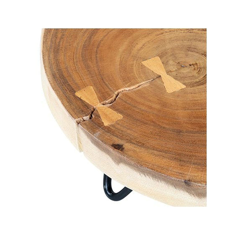 Round Wooden Teak Riser with Iron Base by Jeffan | Cake & Tiered Stands | Modishstore - 5