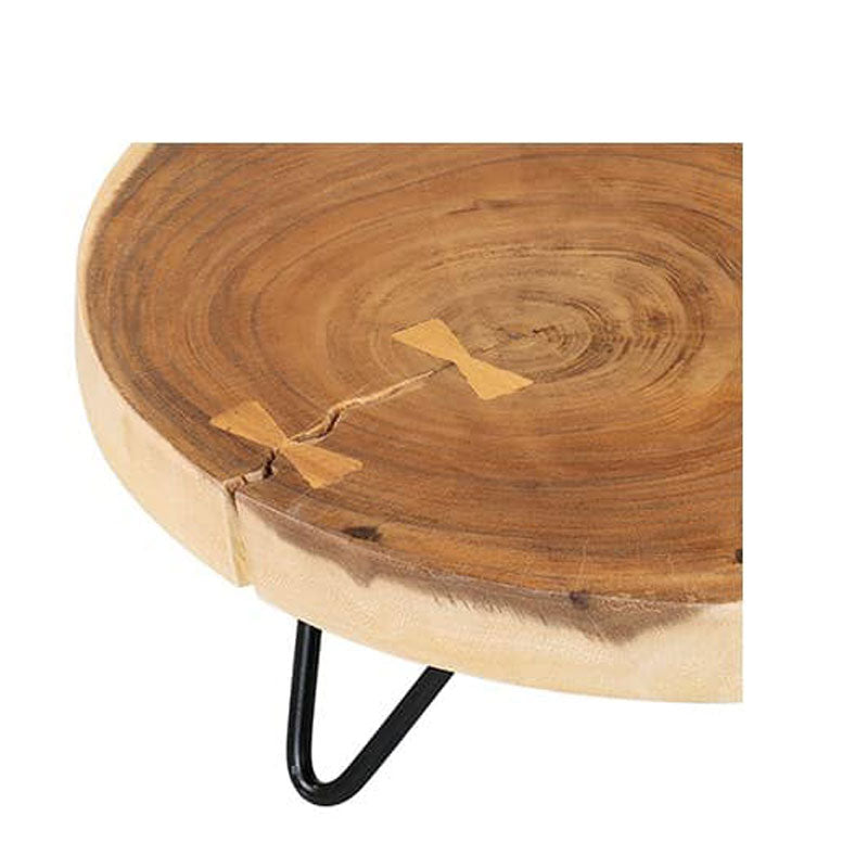 Round Wooden Teak Riser with Iron Base by Jeffan | Cake & Tiered Stands | Modishstore - 7