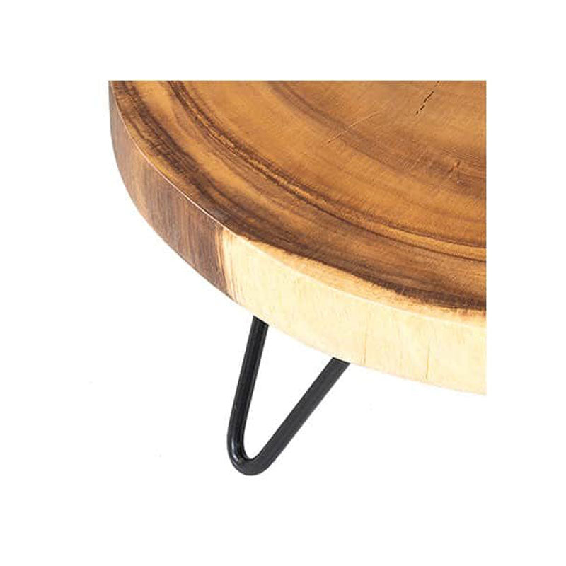 Round Wooden Teak Riser with Iron Base by Jeffan | Cake & Tiered Stands | Modishstore - 2