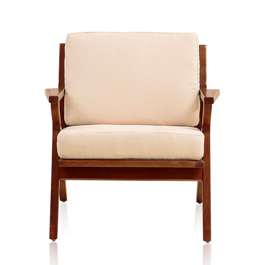 Manhattan Comfort Martelle Cream and Amber Twill Weave Accent Chair | Accent Chairs | Modishstore