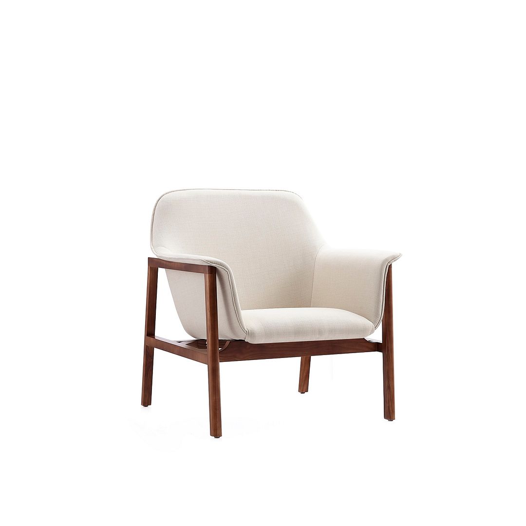 Manhattan Comfort Miller Grey and Walnut Linen Weave Accent Chair | Accent Chairs | Modishstore-4