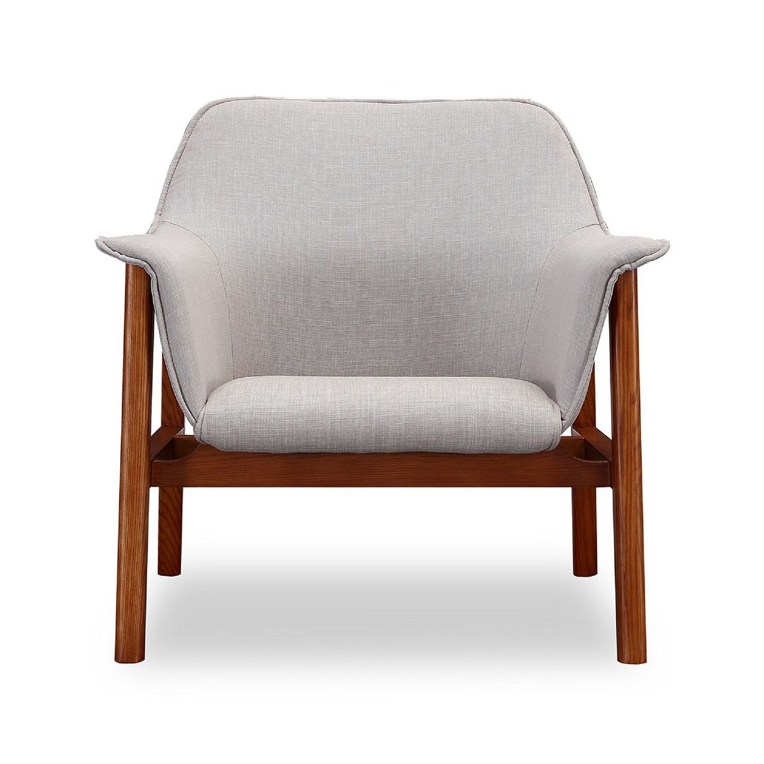 Manhattan Comfort Miller Grey and Walnut Linen Weave Accent Chair | Accent Chairs | Modishstore-5