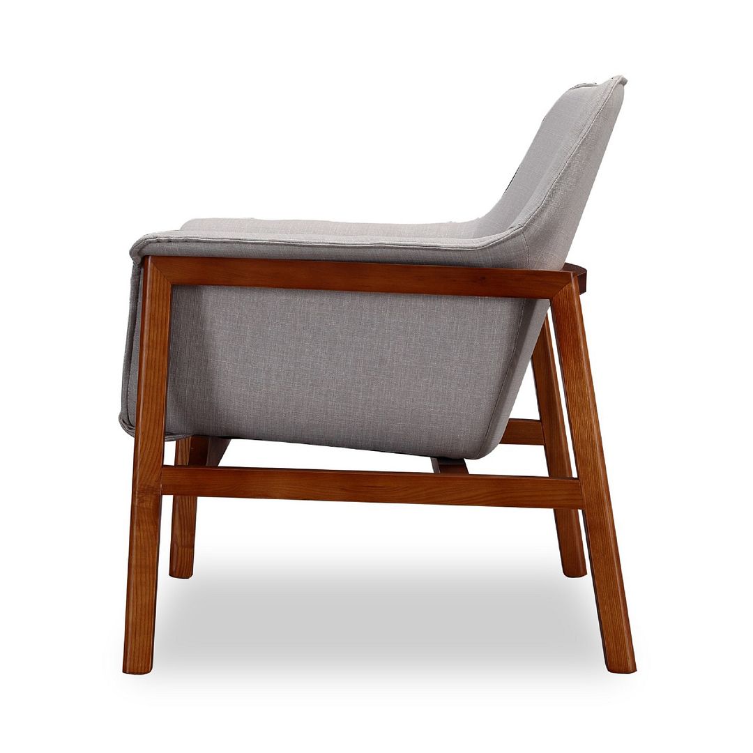 Manhattan Comfort Miller Grey and Walnut Linen Weave Accent Chair | Accent Chairs | Modishstore-6