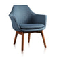 Manhattan Comfort Cronkite Blue and Walnut Twill Accent Chair | Accent Chairs | Modishstore