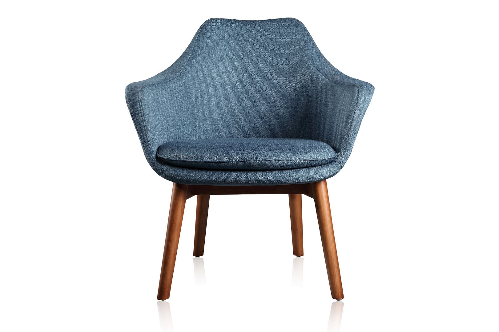 Manhattan Comfort Cronkite Blue and Walnut Twill Accent Chair | Accent Chairs | Modishstore-6