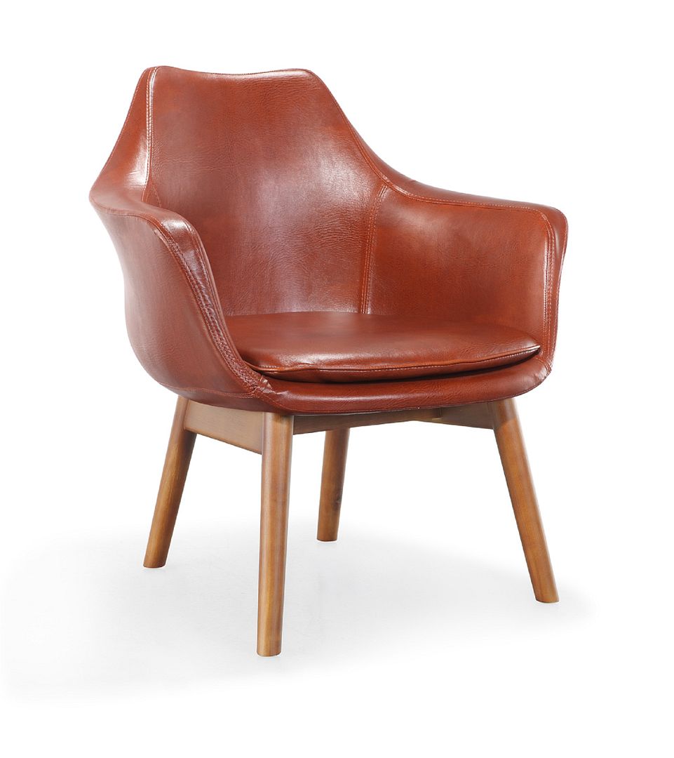 Manhattan Comfort Cronkite Blue and Walnut Twill Accent Chair | Accent Chairs | Modishstore-4