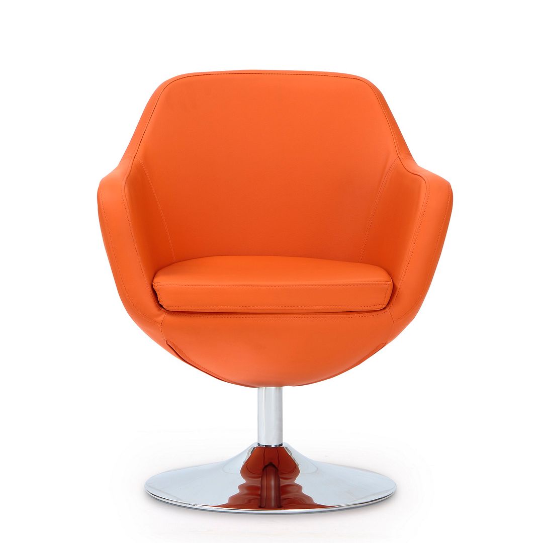 Manhattan Comfort Caisson Orange and Polished Chrome Faux Leather Swivel Accent Chair | Accent Chairs | Modishstore-6