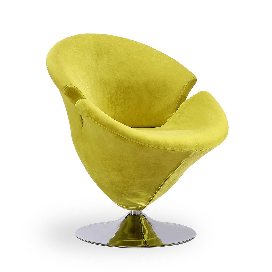 Manhattan Comfort Tulip Orange and Polished Chrome Velvet Swivel Accent Chair | Accent Chairs | Modishstore-2
